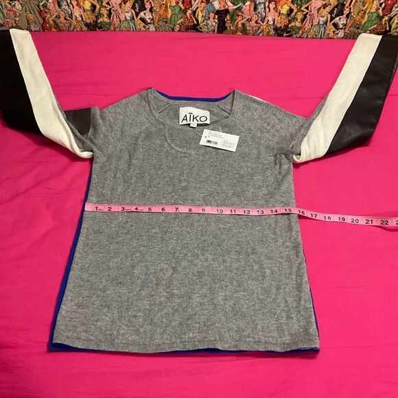 NWT Bergdorf Goodman Aiko Kwan Leather-Sleeve Sweater Size XS - Picture 5 of 14